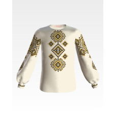 БД022дМ36нн Барвиста вишиванка Заготовка для вишивки - Блузка для дівчинки 8-10 років, габардин, бежевий