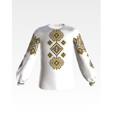 БД022пБ34нн Барвиста вишиванка Заготовка для вишивки - Блузка для дівчинки 4-7 років, габардин, білий