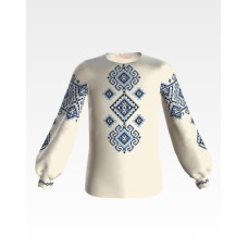 БД023дМ28нн Барвиста вишиванка Заготовка для вишивки - Блузка для дівчинки 1-3 роки, габардин, бежевий