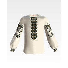 БД028шМ34нн Барвиста вишиванка Заготовка для вишивки - Блузка для дівчинки 4-7 років, шовк, бежевий