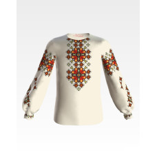 БД030дМ34нн Барвиста вишиванка Заготовка для вишивки - Блузка для дівчинки 4-7 років, габардин, бежевий