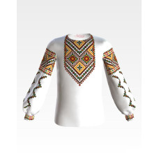 БД033пБ40нн Барвиста вишиванка Заготовка для вишивки - Блузка для дівчинки 11-12 років, габардин, білий