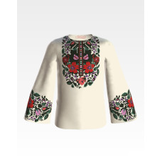 БД036дМ34нн Барвиста вишиванка Заготовка для вишивки - Блузка для дівчинки 4-7 років, габардин, бежевий