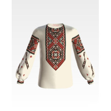 БД040хМ36нн Барвиста вишиванка Заготовка для вишивки - Блузка для дівчинки 8-10 років, батист, бежевий