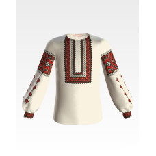 БД041дМ34нн Барвиста вишиванка Заготовка для вишивки - Блузка для дівчинки 4-7 років, габардин, бежевий