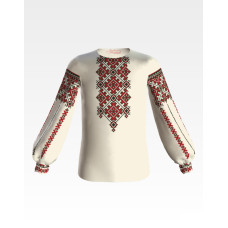 БД044кМ36нн Барвиста вишиванка Заготовка для вишивки - Блузка для дівчинки 8-10 років, атлас-котон, бежевий