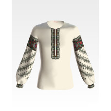 БД052дМ40нн Барвиста вишиванка Заготовка для вишивки - Блузка для дівчинки 11-12 років, габардин, бежевий