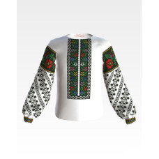 БД053дБ40нн Барвиста вишиванка Заготовка для вишивки - Блузка для дівчинки 11-12 років, домотканне полотно, білий