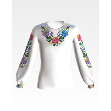 БД054дБ28нн Барвиста вишиванка Заготовка для вишивки - Блузка для дівчинки 1-3 роки, домотканне полотно, білий