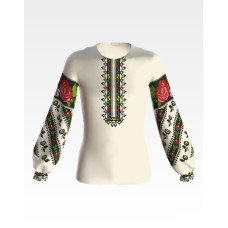 БД057шМ36нн Барвиста вишиванка Заготовка для вишивки - Блузка для дівчинки 8-10 років, шовк, бежевий