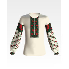 БД058дМ40нн Барвиста вишиванка Заготовка для вишивки - Блузка для дівчинки 11-12 років, габардин, бежевий