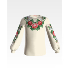 БД061шМ40нн Барвиста вишиванка Заготовка для вишивки - Блузка для дівчинки 11-12 років, шовк, бежевий