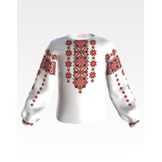 БД072пБ34нн Барвиста вишиванка Заготовка для вишивки - Блузка для дівчинки 4-7 років, габардин, білий