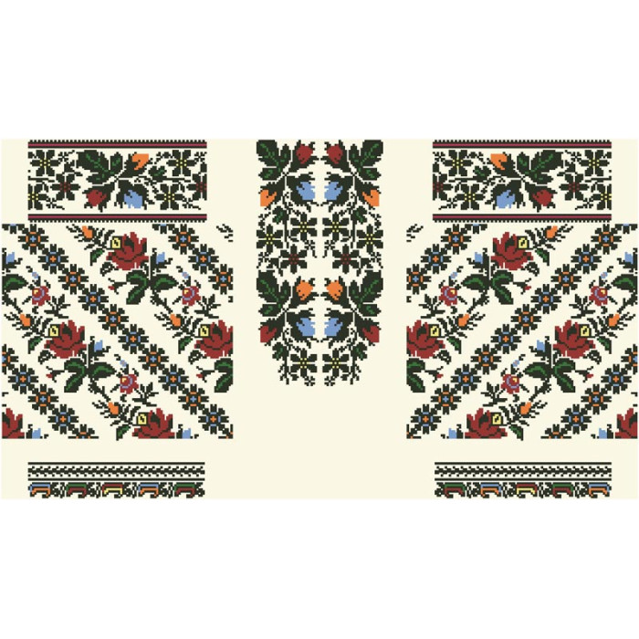 БД078дМ28нн Барвиста вишиванка Заготовка для вишивки - Блузка для дівчинки 1-3 роки, габардин, бежевий