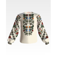 БД078дМ34нн Барвиста вишиванка Заготовка для вишивки - Блузка для дівчинки 4-7 років, габардин, бежевий