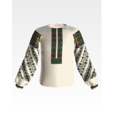 БД079шМ40нн Барвиста вишиванка Заготовка для вишивки - Блузка для дівчинки 11-12 років, шовк, бежевий