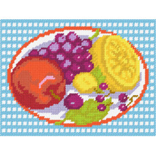 BD08 Чарівниця Набір для вишивки друкованим хрестиком - Натюрморт Фрукти на тарілі 15x20 см (схема на канві)