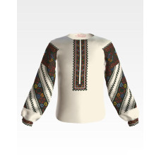 БД080дМ28нн Барвиста вишиванка Заготовка для вишивки - Блузка для дівчинки 1-3 роки, габардин, бежевий