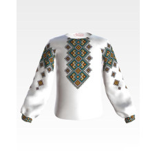 БД081пБ34нн Барвиста вишиванка Заготовка для вишивки - Блузка для дівчинки 4-7 років, габардин, білий