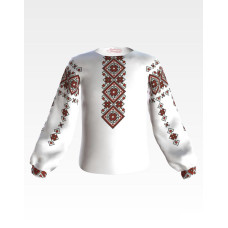 БД082шБ36нн Барвиста вишиванка Заготовка для вишивки - Блузка для дівчинки 8-10 років, шовк, білий