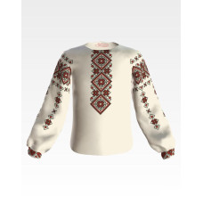 БД082шМ28нн Барвиста вишиванка Заготовка для вишивки - Блузка для дівчинки 1-3 роки, шовк, бежевий