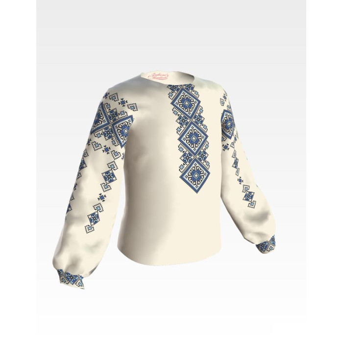 БД083дМ36нн Барвиста вишиванка Заготовка для вишивки - Блузка для дівчинки 8-10 років, габардин, бежевий