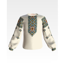 БД084дМ40нн Барвиста вишиванка Заготовка для вишивки - Блузка для дівчинки 11-12 років, габардин, бежевий