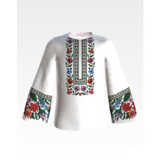 БД087дБ40нн Барвиста вишиванка Заготовка для вишивки - Блузка для дівчинки 11-12 років, домотканне полотно, білий