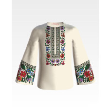 БД087дМ36нн Барвиста вишиванка Заготовка для вишивки - Блузка для дівчинки 8-10 років, габардин, бежевий