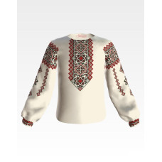 БД089дМ40нн Барвиста вишиванка Заготовка для вишивки - Блузка для дівчинки 11-12 років, габардин, бежевий