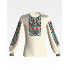 БД090кМ40нн Барвиста вишиванка Заготовка для вишивки - Блузка для дівчинки 11-12 років, атлас-котон, бежевий