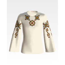 БД092дМ28нн Барвиста вишиванка Заготовка для вишивки - Блузка для дівчинки 1-3 роки, габардин, бежевий