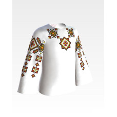 БД092пБ34нн Барвиста вишиванка Заготовка для вишивки - Блузка для дівчинки 4-7 років, габардин, білий