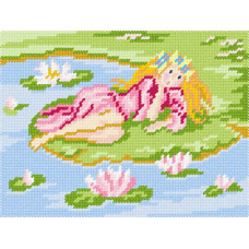 BD16 Чарівниця Набір для вишивки друкованим хрестиком - Дюймовочка на водяній лілеї 15x20 см (схема на канві)