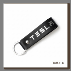BDK71C Babylon Брелок-петля для авто TESLA чорний, срібне тиснення, шкіра