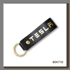 BDK71D Babylon Брелок-петля для авто TESLA чорний, золоте тиснення, шкіра