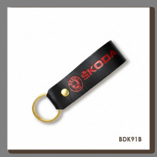 BDK91B Babylon Брелок-петля для авто SKODA чорний, червоне тиснення, шкіра