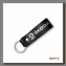 BDK91C Babylon Брелок-петля для авто SKODA чорний, срібне тиснення, шкіра