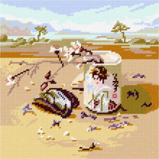 BE08 Чарівниця Набір для вишивки друкованим хрестиком - Японський натюрморт 25x25 см (схема на канві)