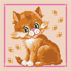 BE14 Чарівниця Набір для вишивки друкованим хрестиком - Кошеня Ніу 25x25 см (схема на канві)