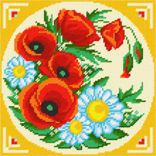 BE34 Чарівниця Набір для вишивки друкованим хрестиком - Польовий букет 25x25 см (схема на канві)