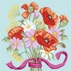 BE51 Чарівниця Набір для вишивки друкованим хрестиком - Святковий букет 25x25 см (схема на канві)