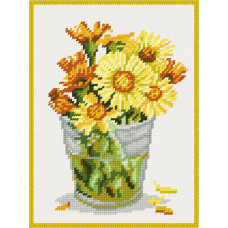 BH36 Чарівниця Набір для вишивки друкованим хрестиком - Матимачуха в скляній вазі 18x24 см (схема на канві)