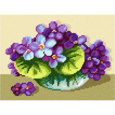BH43 Чарівниця Набір для вишивки друкованим хрестиком - Букет фіалок 18x24 см (схема на канві)