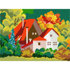 BH49 Чарівниця Набір для вишивки друкованим хрестиком - Чарівна осінь 18x24 см (схема на канві)