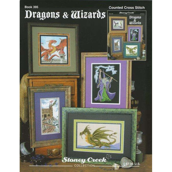 BK395 Stoney Creek Буклет схем для вишивки рахунковим хрестиком - Dragons & Wizards, папір