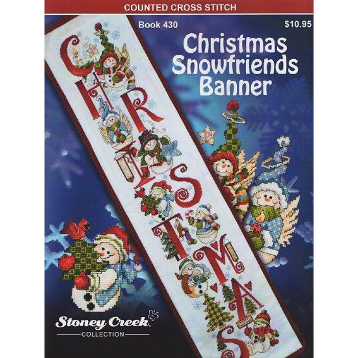 BK430 Stoney Creek Буклет схем для вишивки рахунковим хрестиком - Christmas Snowfriends Banner, папір