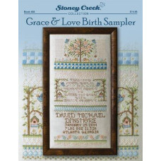 BK498 Stoney Creek Буклет схем для вишивки рахунковим хрестиком - Grace & Love Birth Sampler, папір