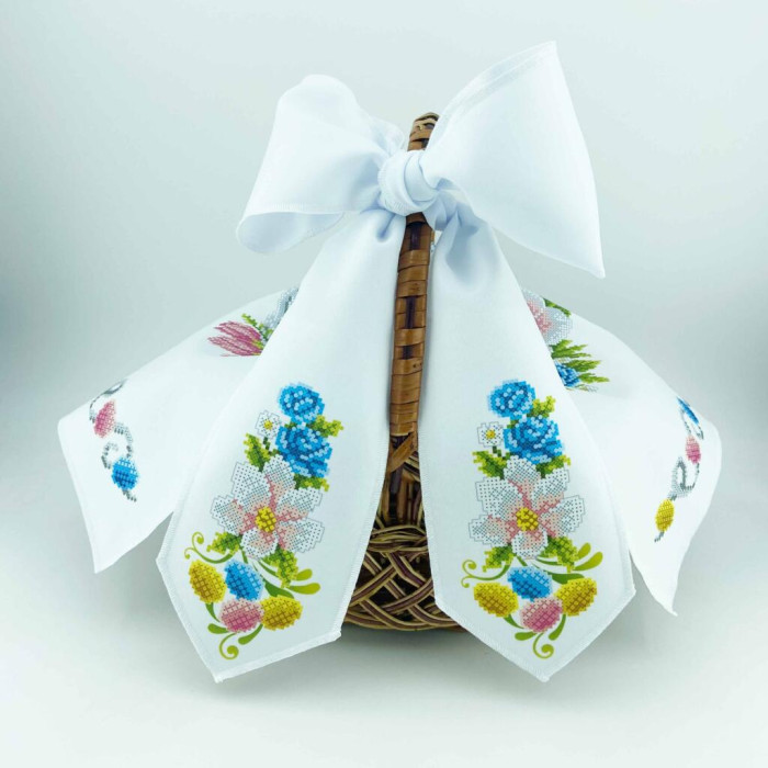 БК_106 Virena Заготовка для вишивки бісером - Пасхальний бант на кошик 11x140 см (габардин)