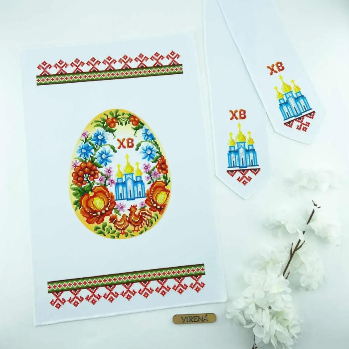 БК_107 Virena Заготовка для вишивки бісером - Великодній бант на кошик 11x140 см (габардин)